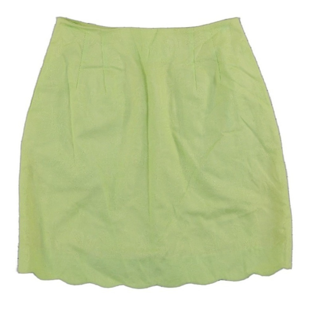 Lilly Pulitzer 100% Cotton Mini Skirt Women's‎ Size 4 Lime Green Scalloped Hem